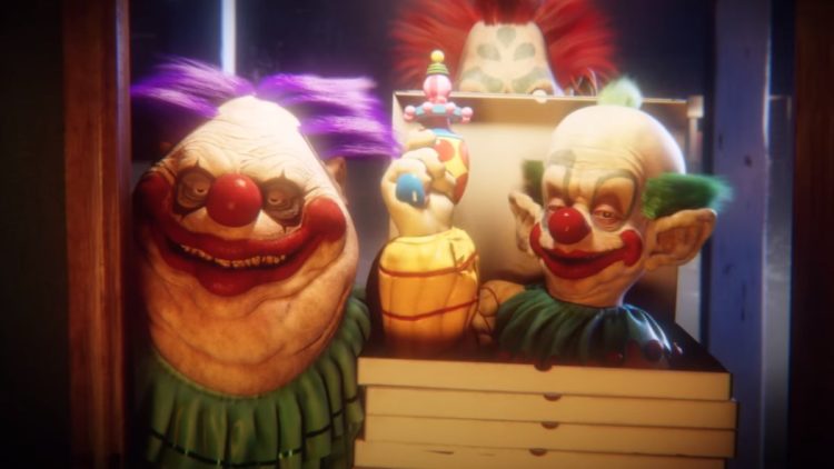 Three clowns delivering pizza in Killer Klowns from Outer Space: The Game