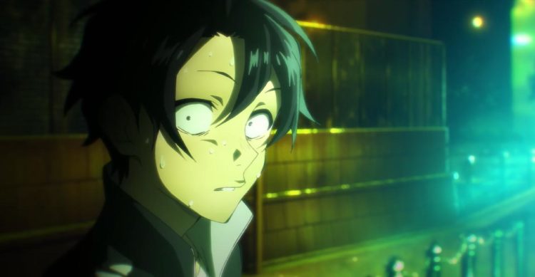 Ko starts to sweat as he turns around scared walking under a bridge in the middle of the night