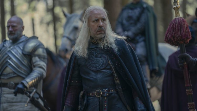 Paddy Considine as Viserys in the forest in House of the Dragon