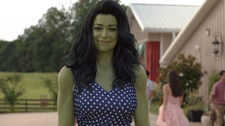 Shulkie in a polka dot dress in She-Hulk: Attorney at Law Episode 6
