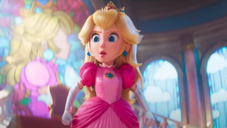 Princess Peach in her castle in The Super Mario Bros. Movie