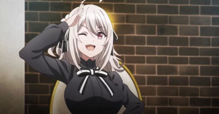 Lily poses whilst saluting next to a brick wall in her school uniform
