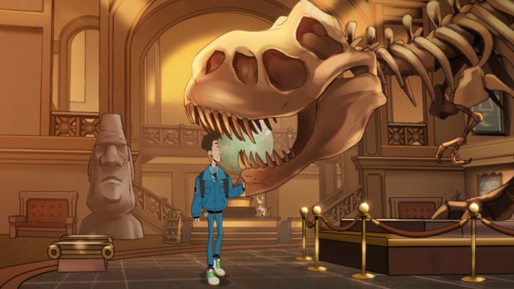 Nick Daley (voiced by Joshua Bassett) with Rex in Night at the Museum: Kahmunrah Rises Again