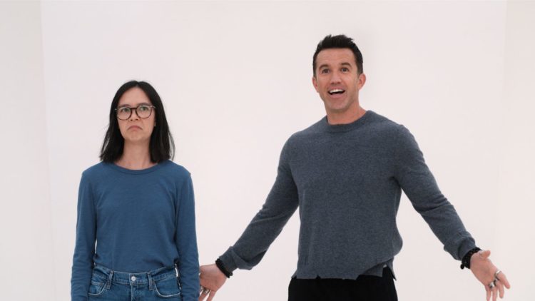 Charlotte Nicdao and Rob McElhenney against a white background in Mythic Quest