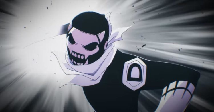 D prepares to land a punch attack whilst wearing his monster uniform