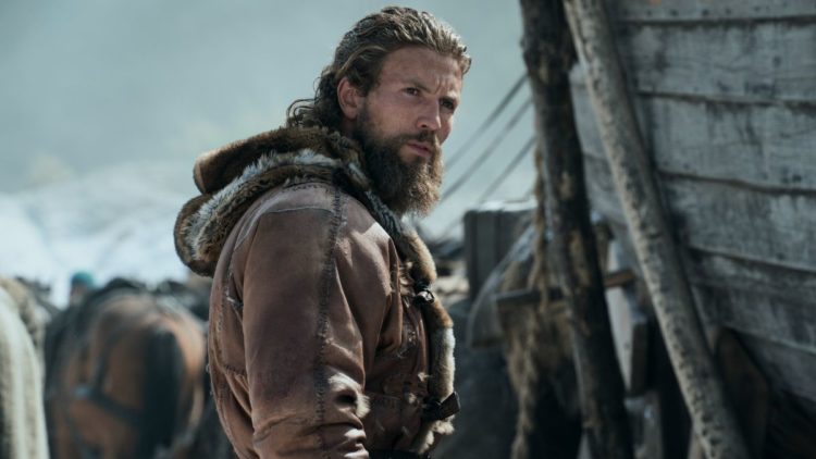 Leo Suter as Harald Sigurdsson wearing a animal skin jacket in Vikings: Valhalla