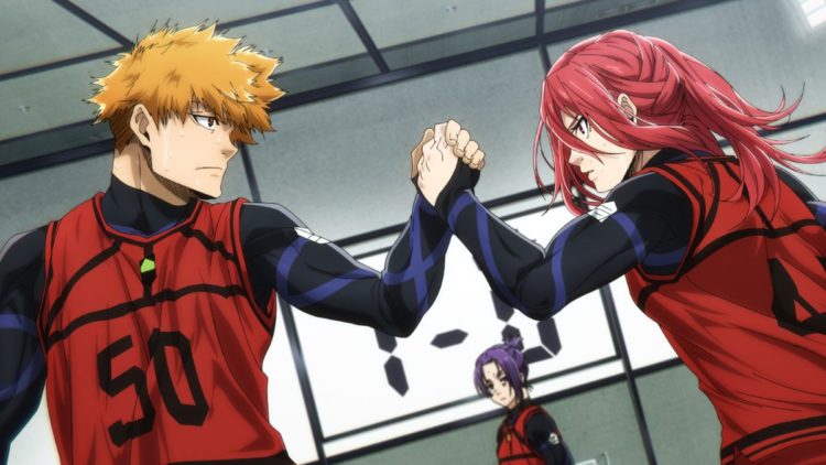 Kunigami and Chigiri performing a unique handshake gesture in Blue Lock