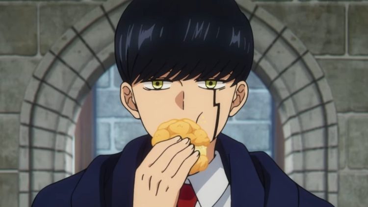 Mash eating cookie in Mashle: Magic and Muscles
